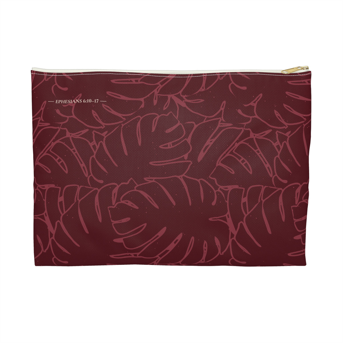 Monstera Collection Accessory Pouch- Cranberry