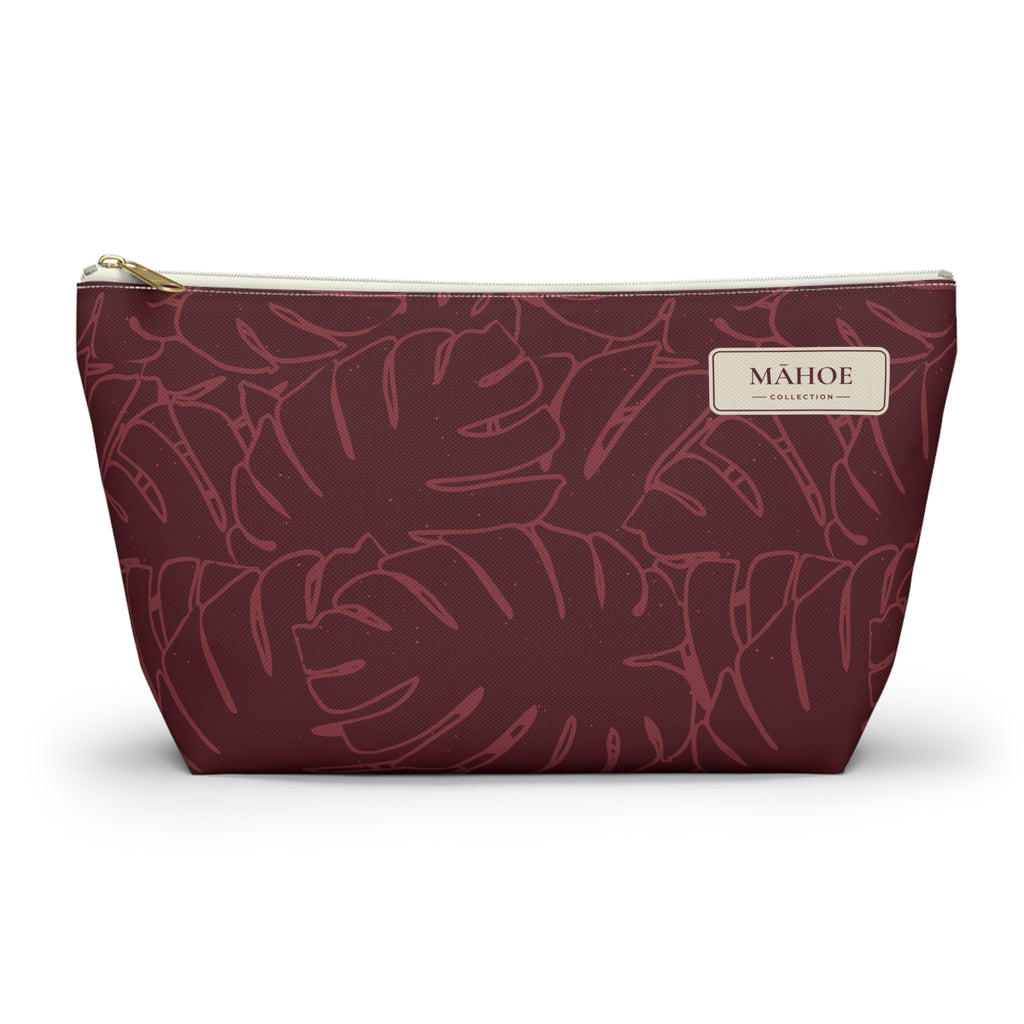 Monstera Everything Pouch- Cranberry
