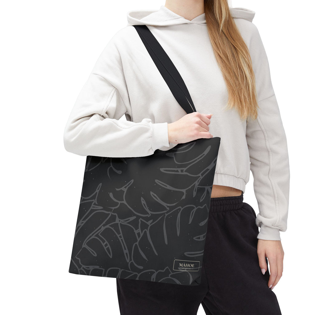 Monstera Canvas Tote- Charcoal