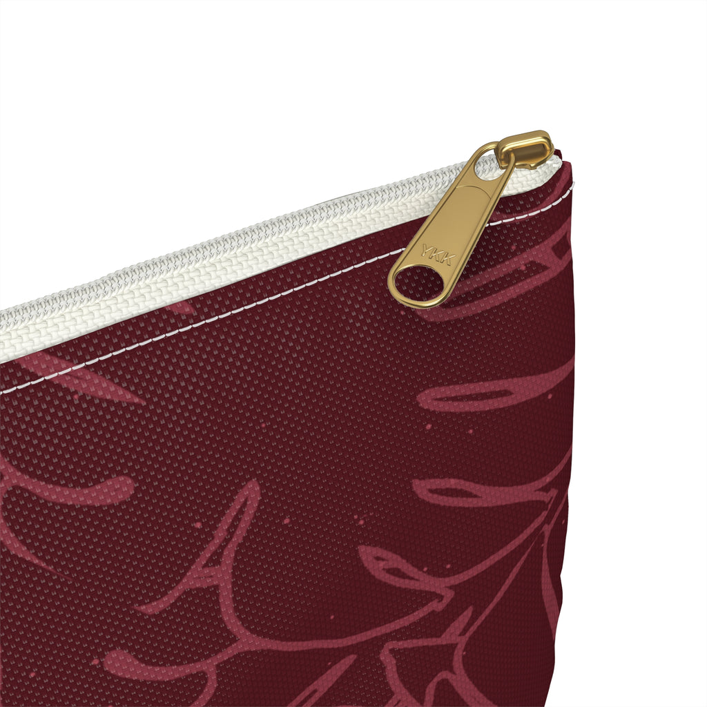 Monstera Collection Accessory Pouch- Cranberry