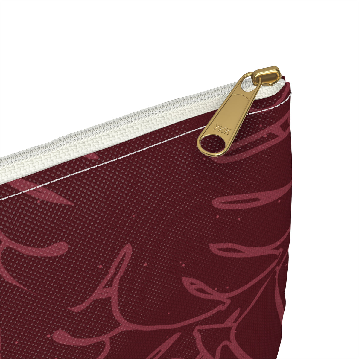 Monstera Collection Accessory Pouch- Cranberry