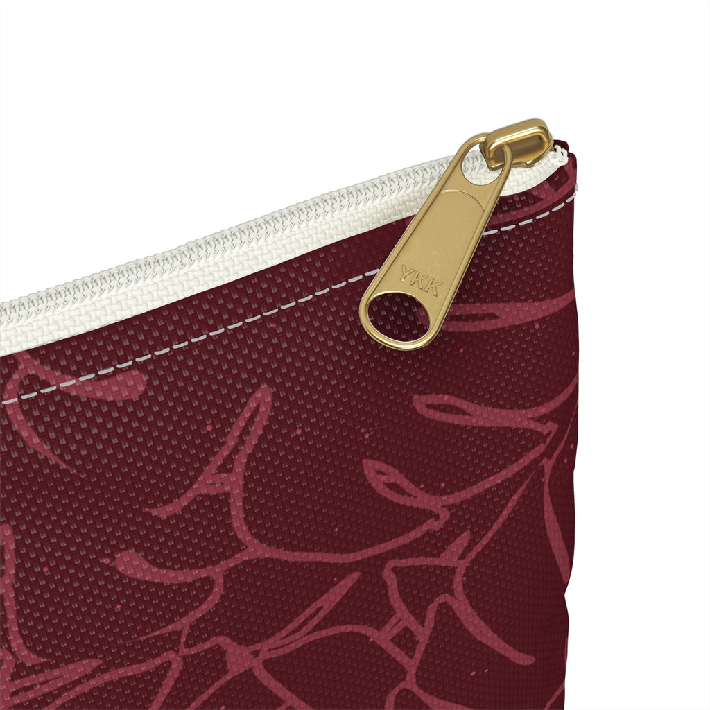 Monstera Collection Accessory Pouch- Cranberry