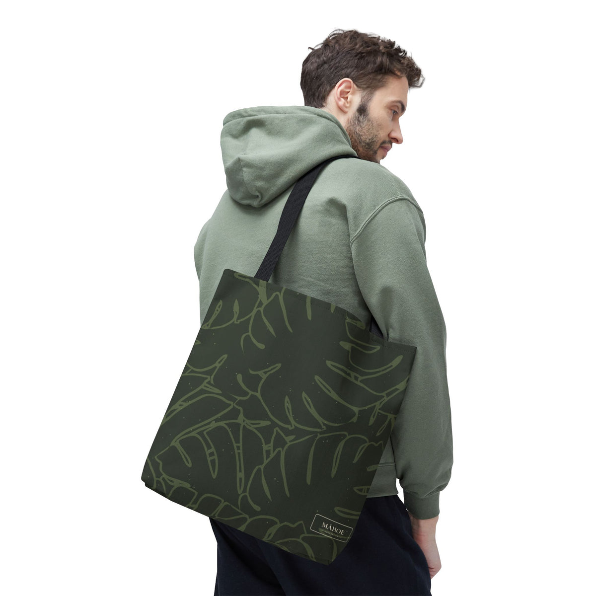 Monstera Canvas Tote- Olive