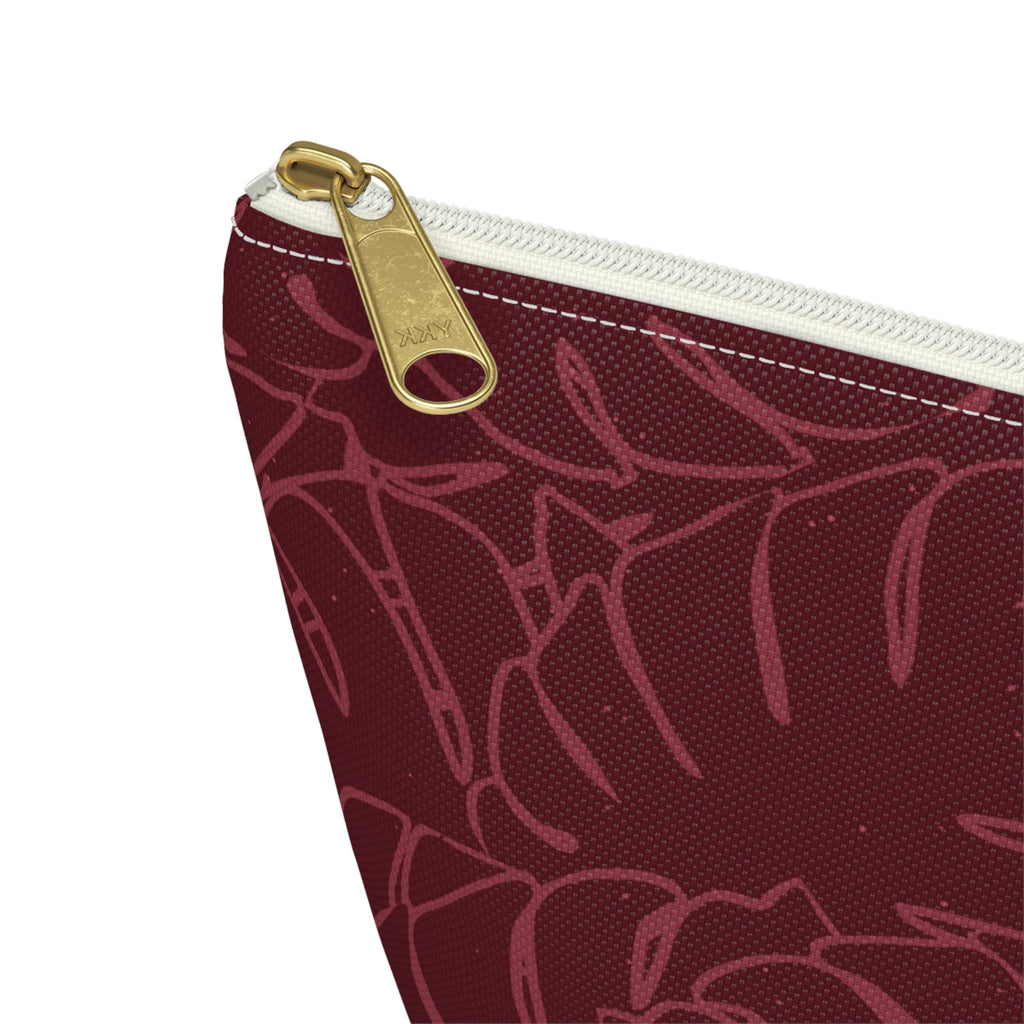 Monstera Everything Pouch- Cranberry