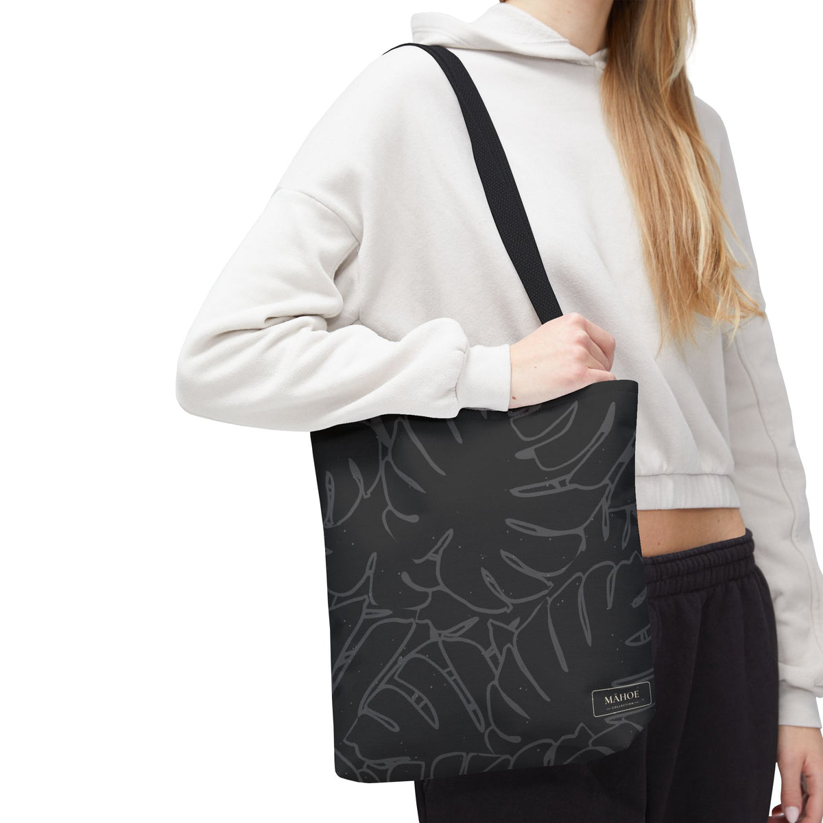 Monstera Canvas Tote- Charcoal